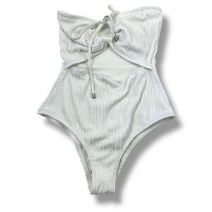 Billabong Women's Removable Straps One Piece Cutout Swimsuit White Textured NWT